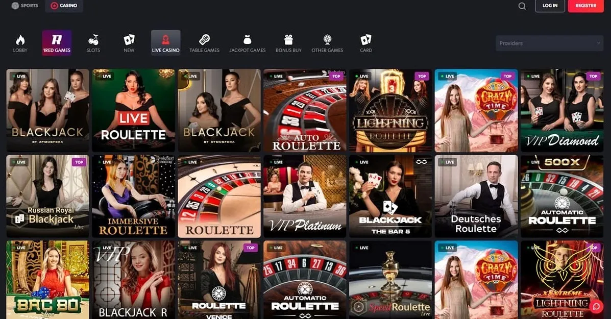 Section des jackpots progressifs du casino 1RED