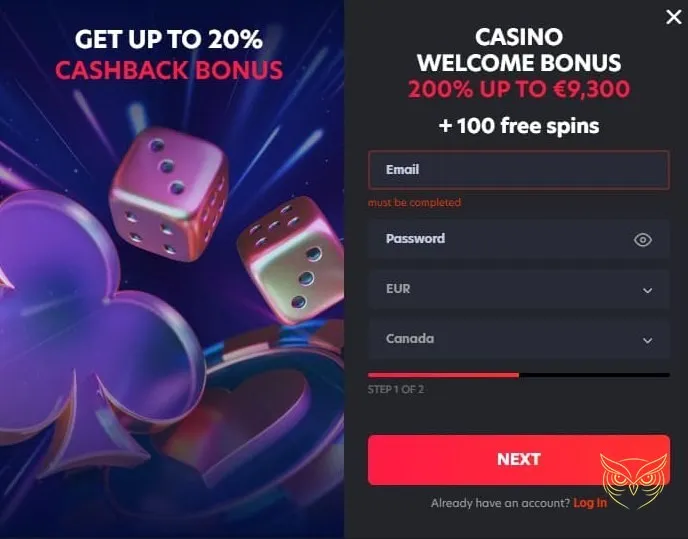 Bannière Bonus Highroller du casino 1RED