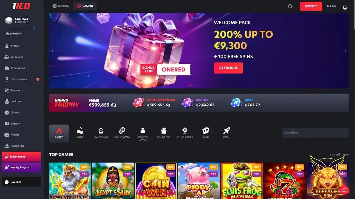 Logo du casino en ligne 1RED