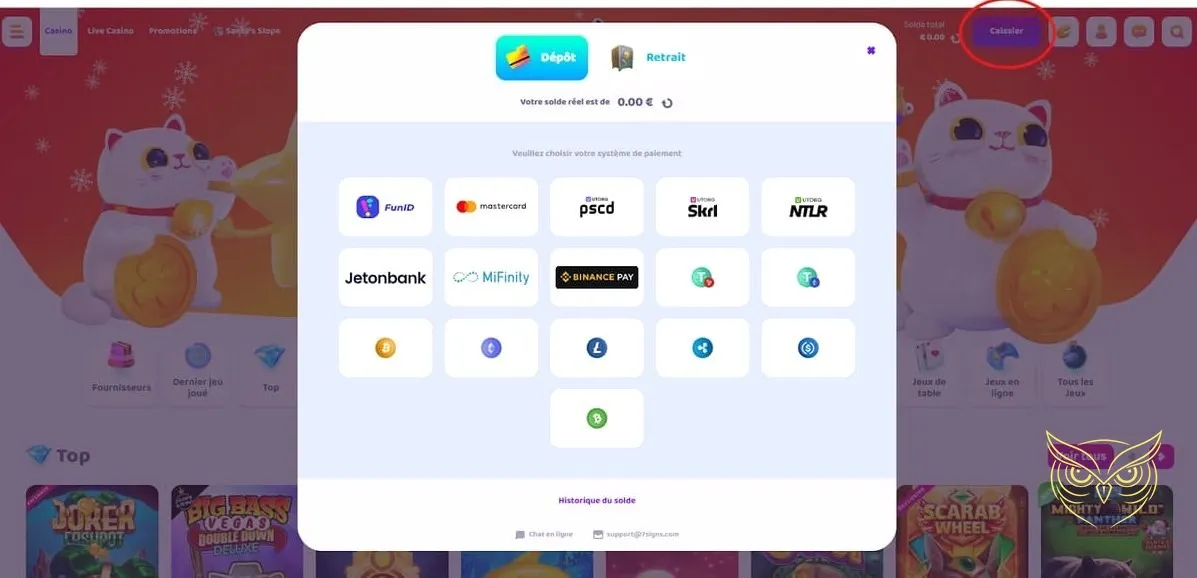 Icône de la section casino en direct de 7Signs.