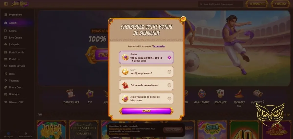 Icône du bonus premier dépôt AbuKing Casino.