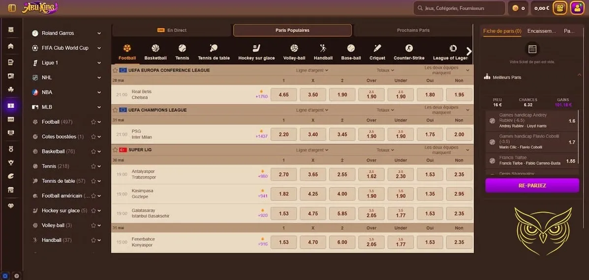 Icône de la section casino live AbuKing Casino.