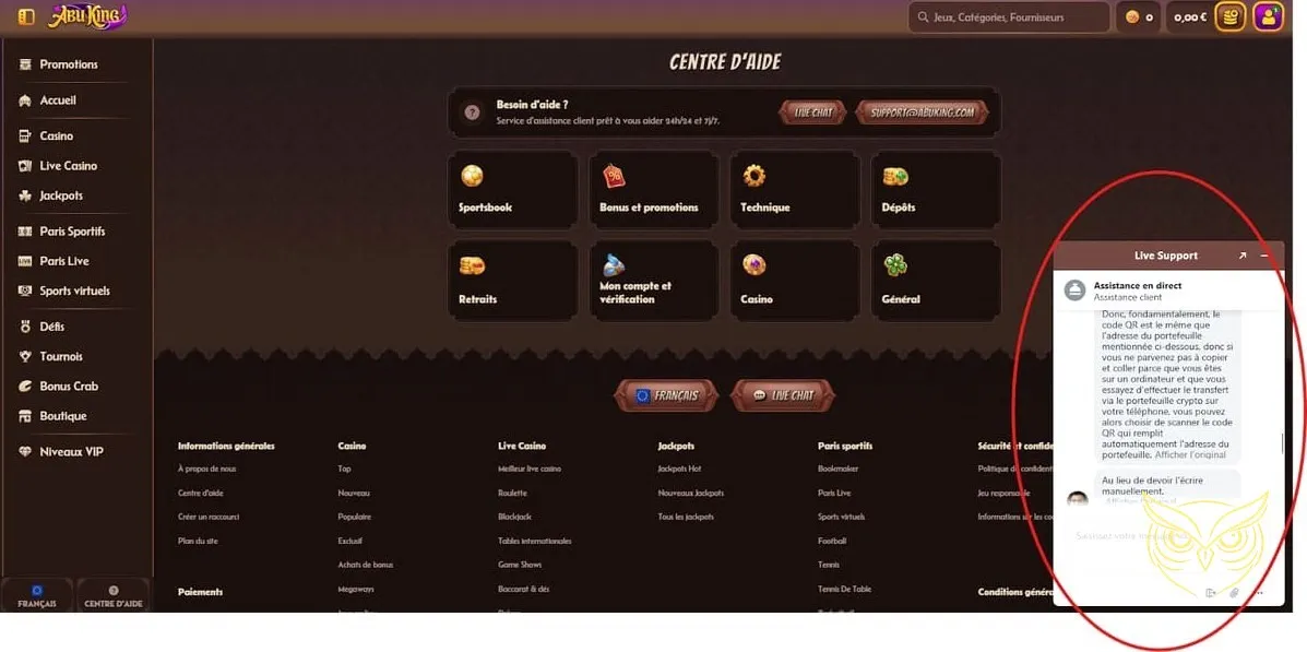 Icône des paris sportifs en direct AbuKing Casino.