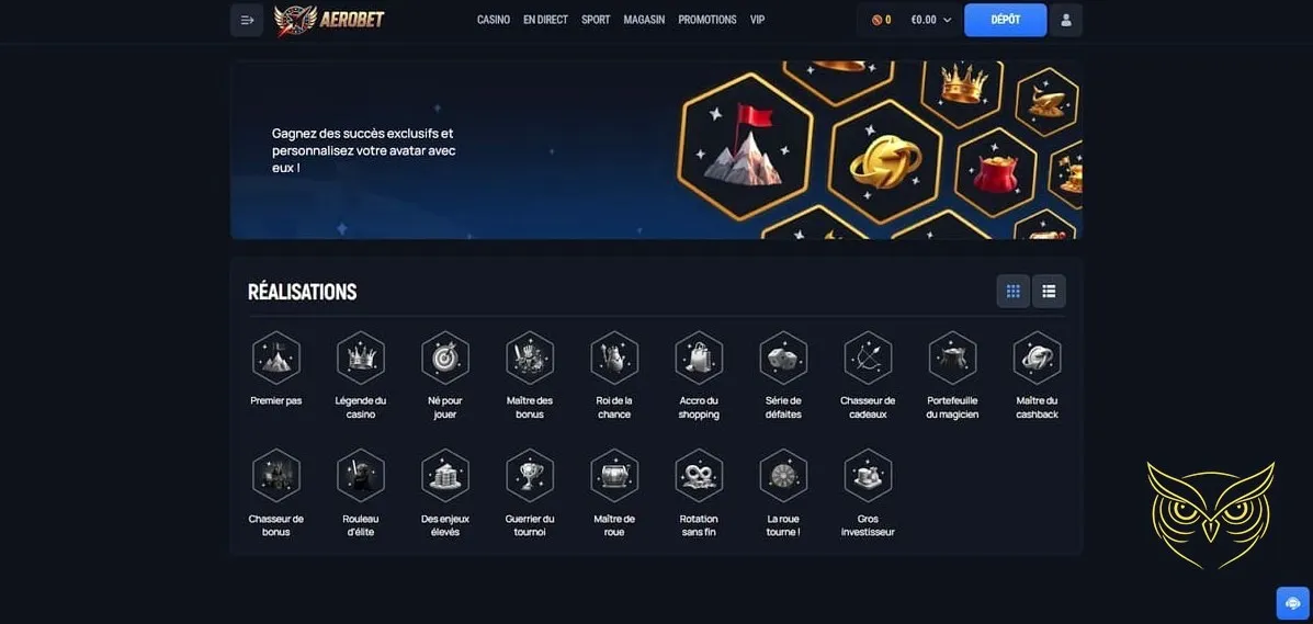 Icône des tournois du casino Aerobet