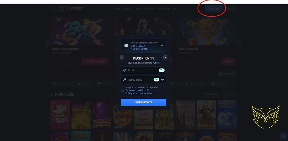 Icône du bonus de bienvenue Aerobet Casino