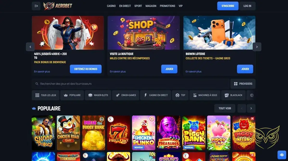 Logo officiel du casino Aerobet.