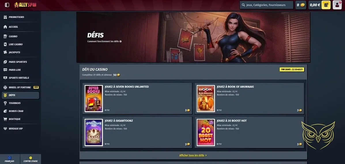 Icône de la section Paris en direct AllySpin