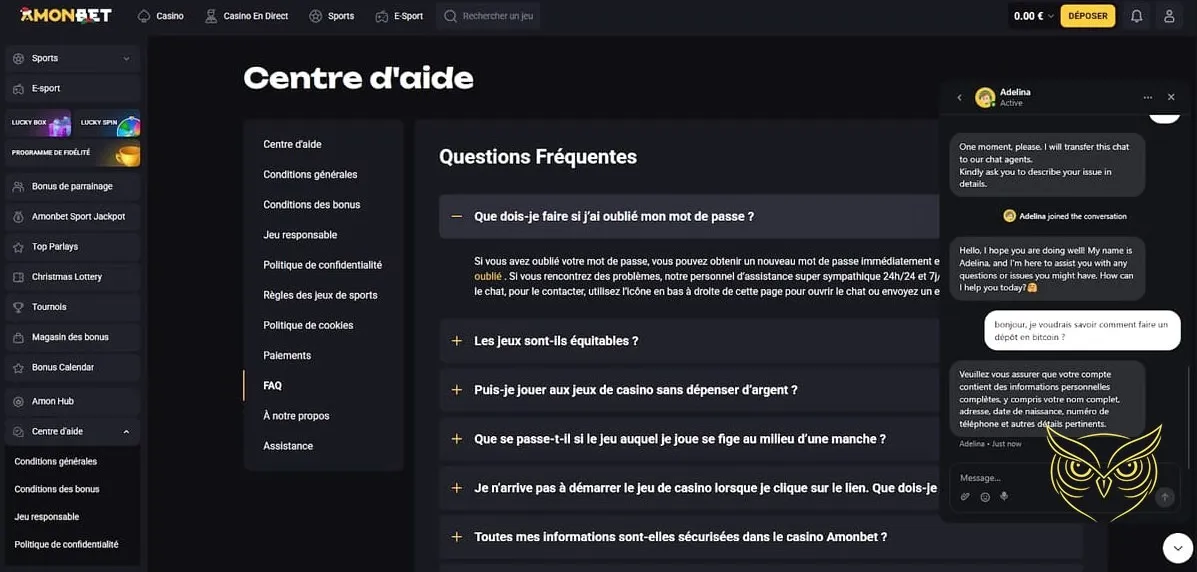 Icône du service client Amonbet Casino