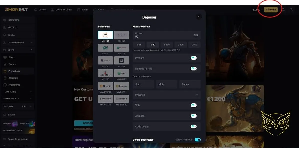 Icône de la section eSport Amonbet Casino