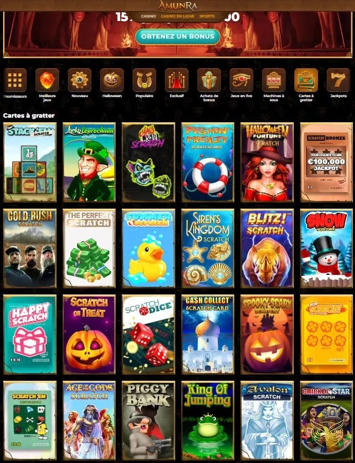 Menu de sélection des langues AmunRa