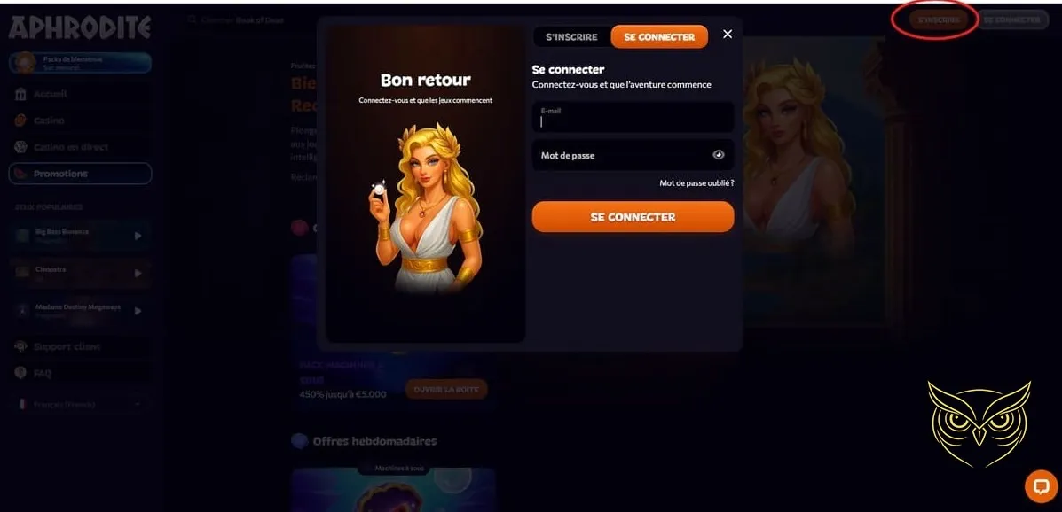 Icône bonus hebdomadaires Aphrodite Casino