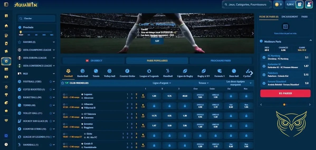 Tableau niveaux VIP Aquawin Casino