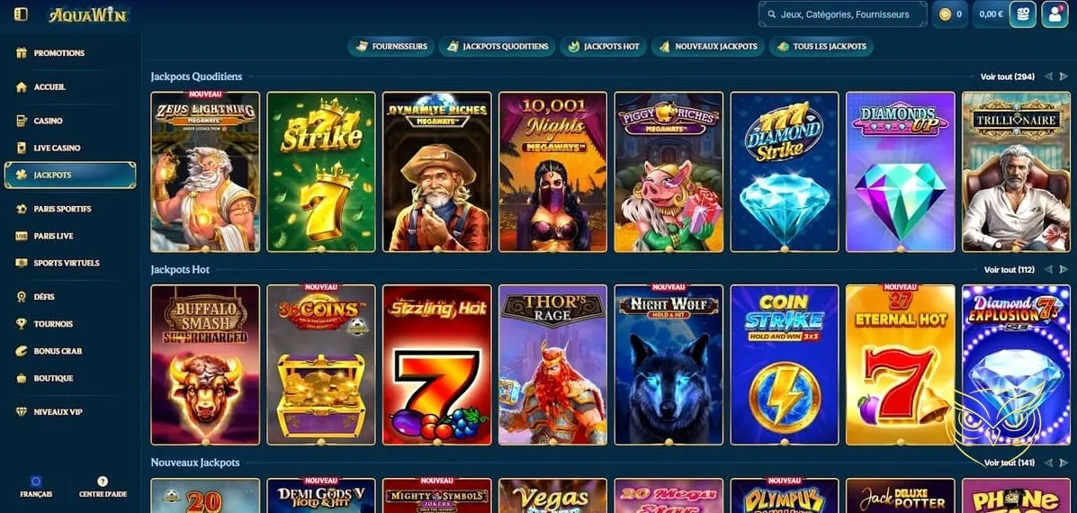Offre bonus de bienvenue Aquawin Casino