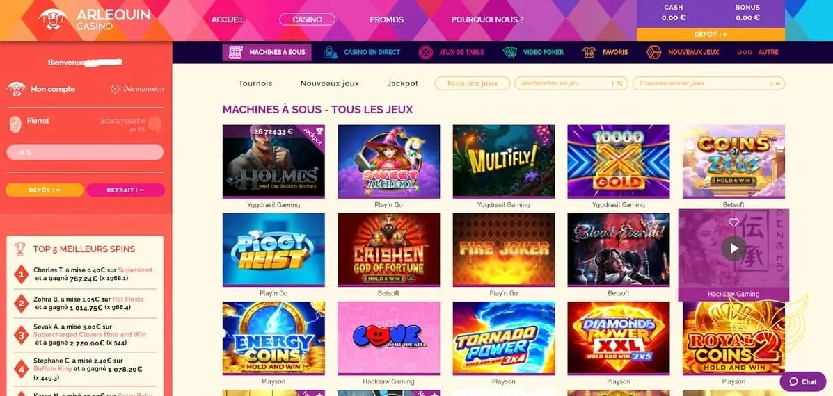 Icône des autres promotions d'Arlequin Casino.