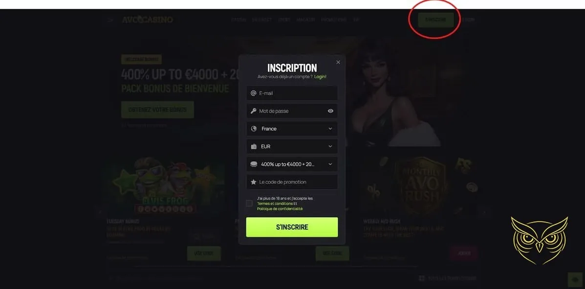 Icône du bonus bienvenue VIP Avocasino Casino.