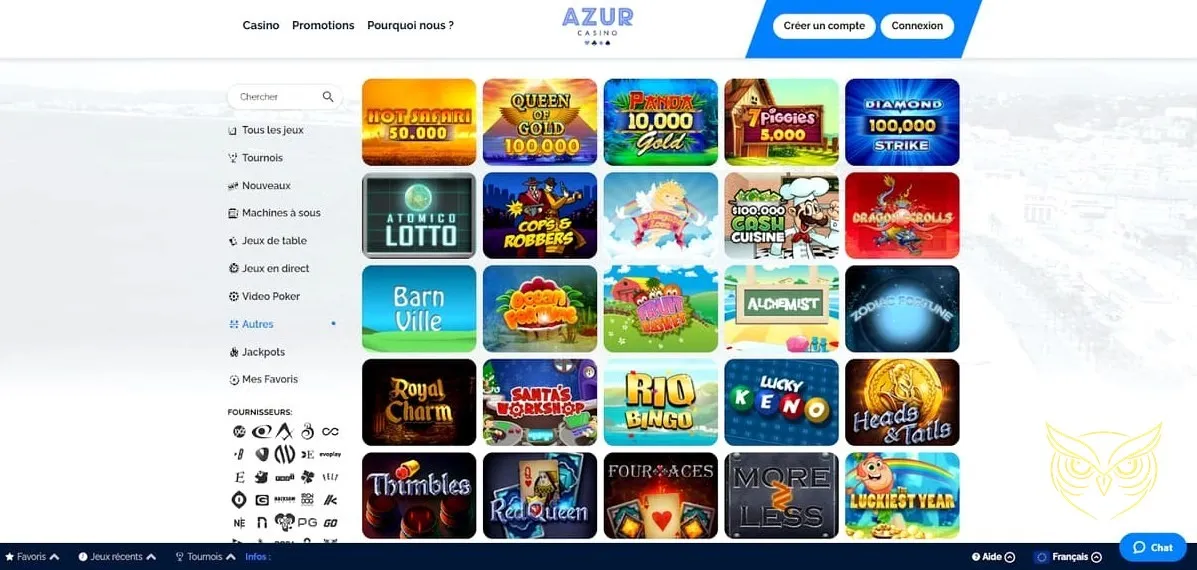 Miniature de la section machines à sous Azur Casino.