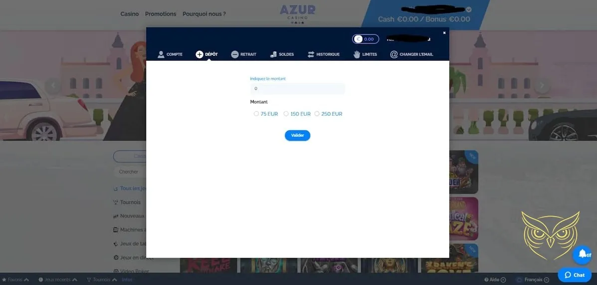 Miniature de la section machines à sous Azur Casino.
