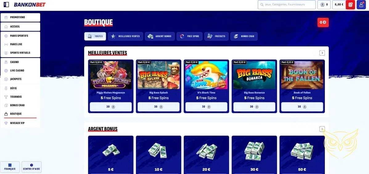 Sélection de jeux du casino Bankonbet