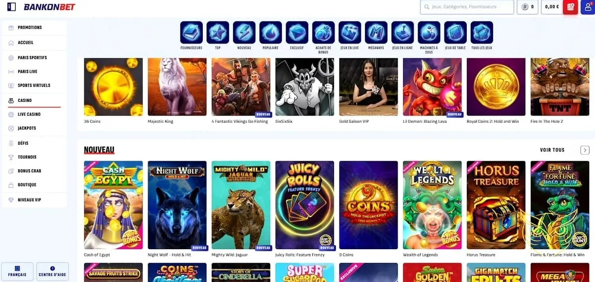 Catégorie machines à sous Bankonbet Casino