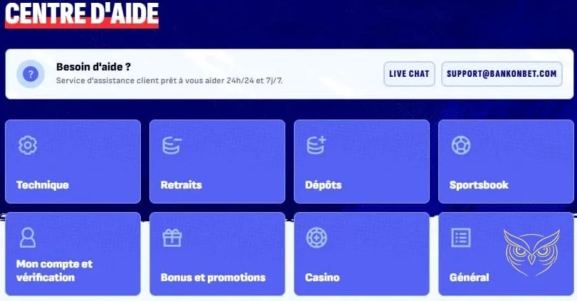 Section jeux en ligne Bankonbet Casino