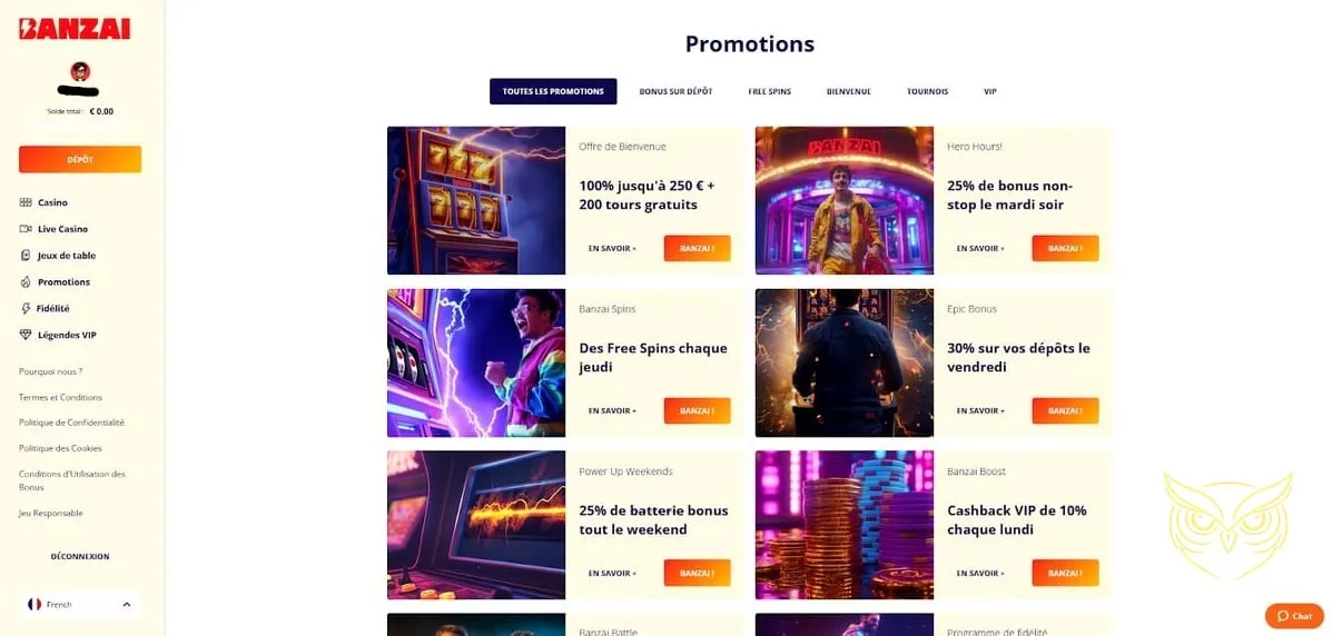 Bouton d'inscription au Banzai Casino