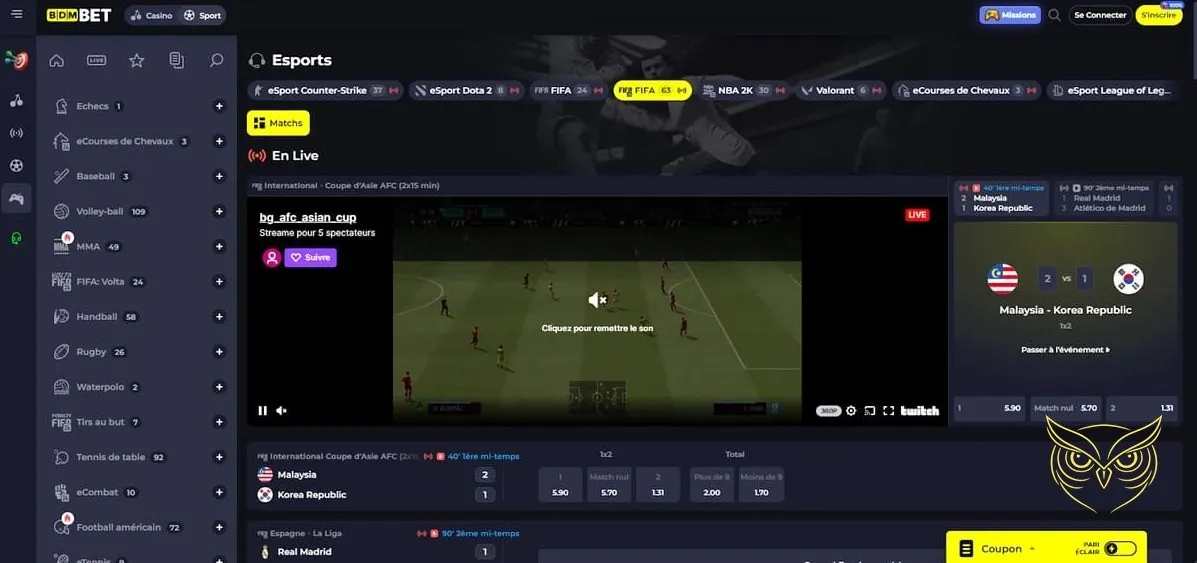 Icône de la section Paris Esport BDMbet