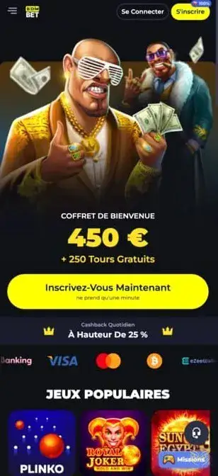 Capture d'écran de l'application mobile BDMbet Casino