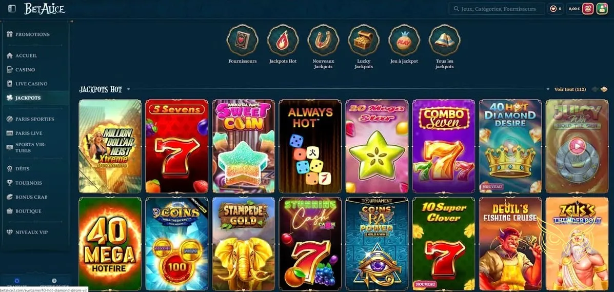 Icône de la section Défis BetAlice Casino