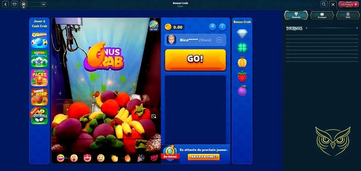 Capture d'écran de la section Live Casino BetAlice