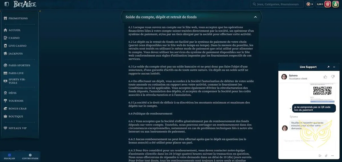 Icône de la section Paris en Direct BetAlice Casino