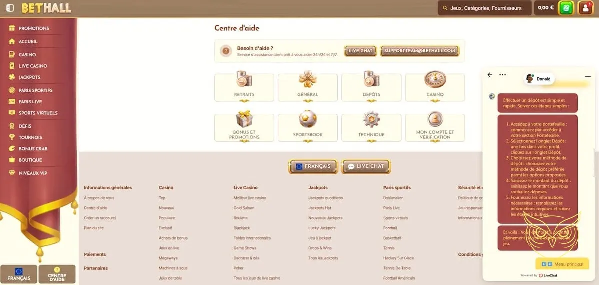 Icône de section jackpots du casino BetHall