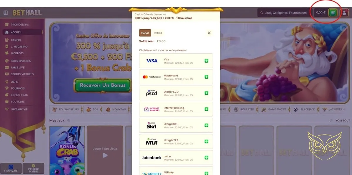 Icône de section paris en direct BetHall