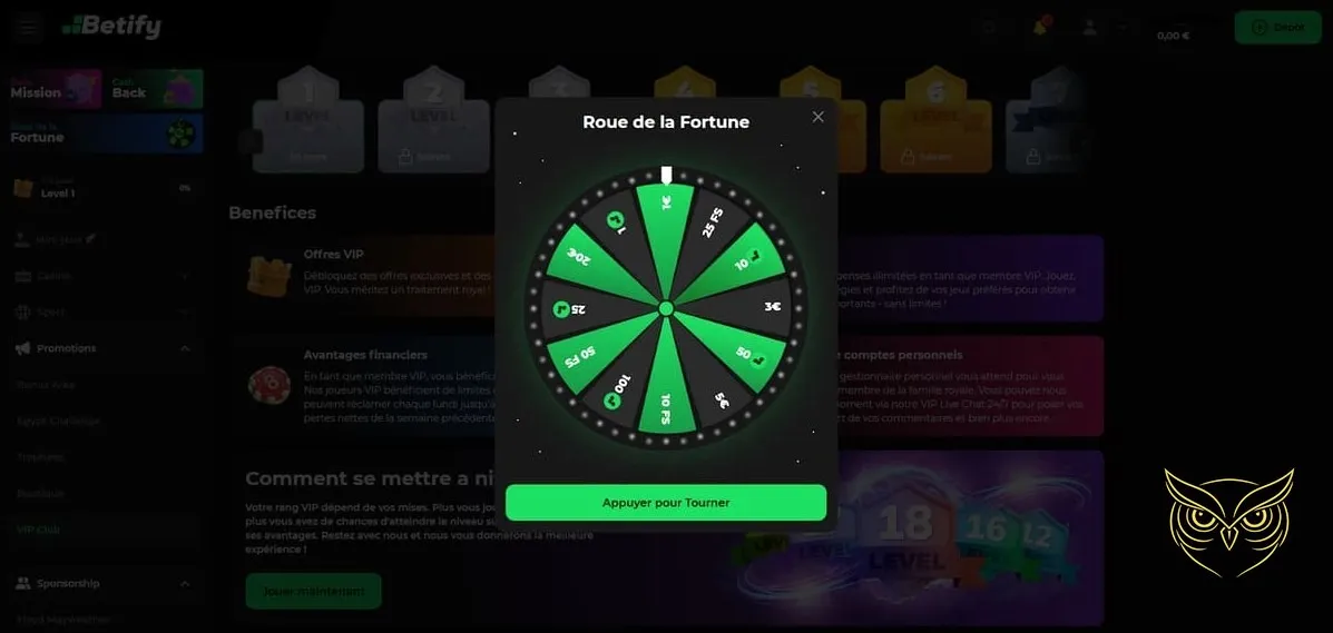 Icône de la roue de la fortune Betify Casino