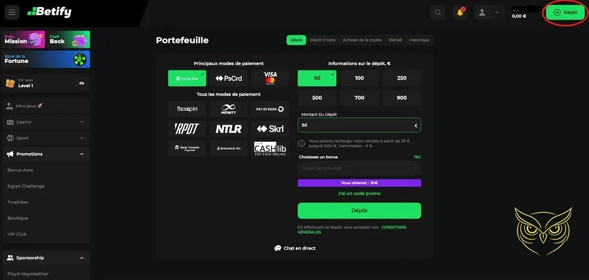 Icône de la section casino en direct Betify