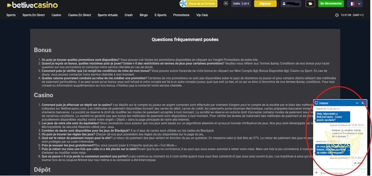 Icône pour effectuer un dépôt BetLive Casino