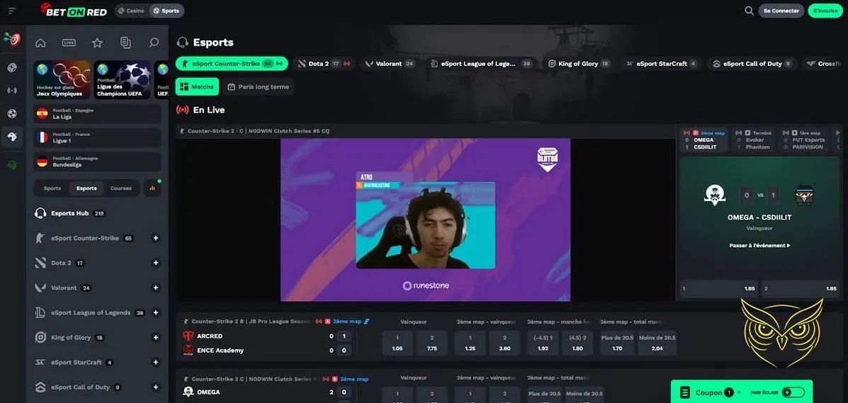 Icône de la section E-sport Bet On Red Casino