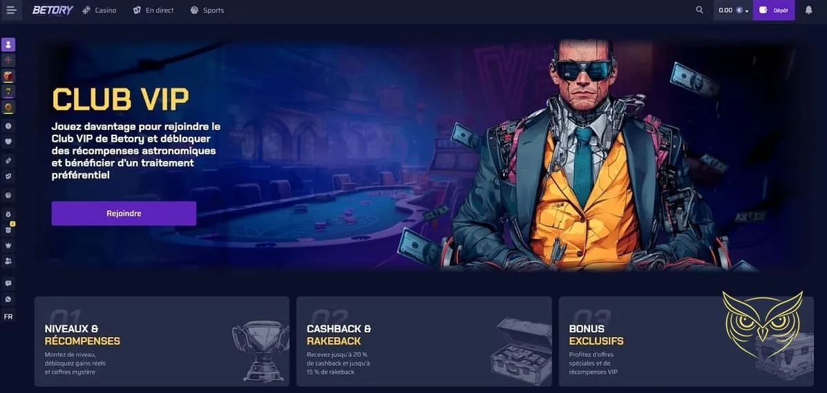 Bouton d'inscription au casino Betory Casino