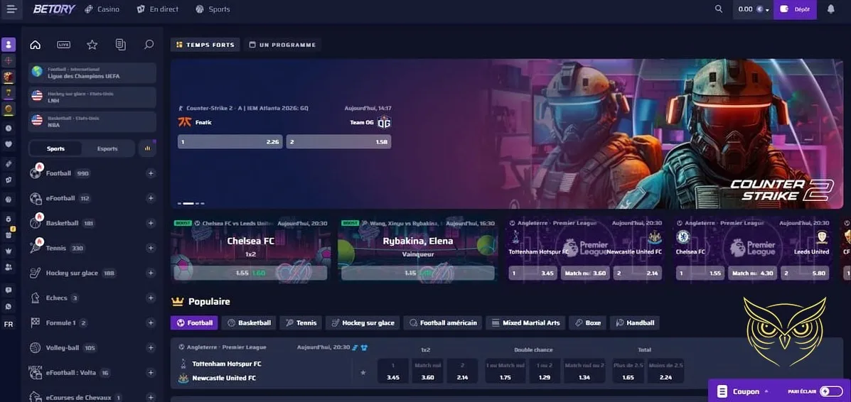 Icône de la section Tournois Betory Casino