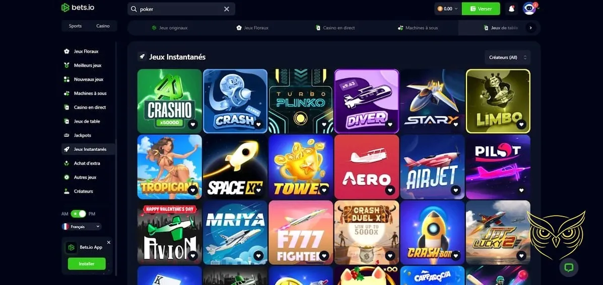 Icône de la section casino en direct Bets.io