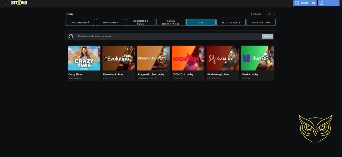 Icône des jeux à gains instantanés Betzino