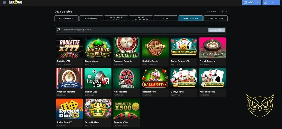 Icône pour effectuer un dépôt Betzino Casino