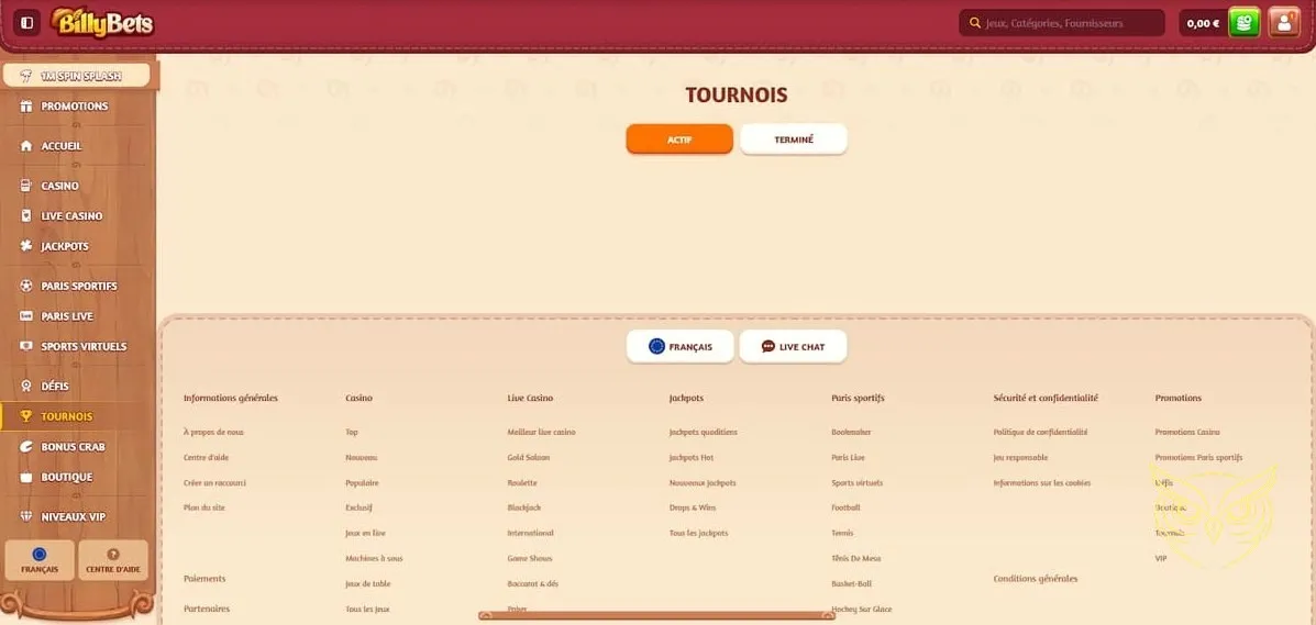 Bouton d'inscription au BillyBets Casino