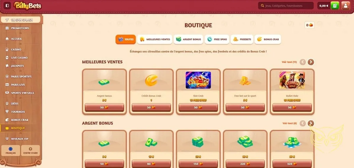 Icône de la section jackpots BillyBets Casino