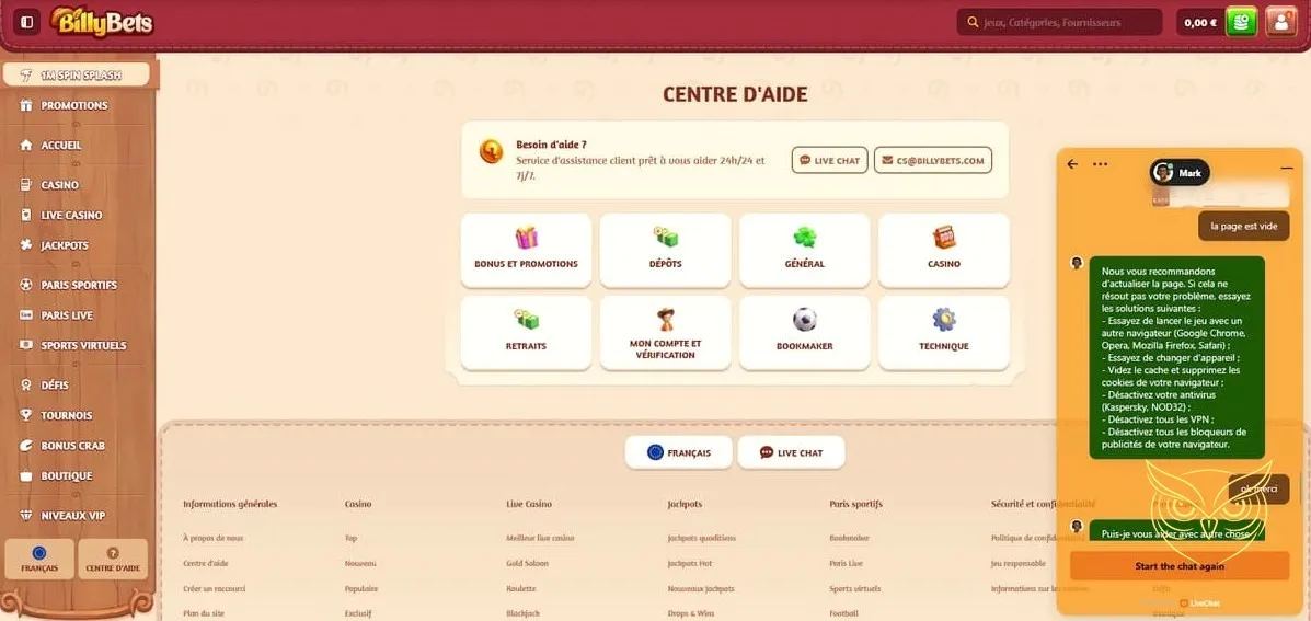 Icône du meilleur casino live BillyBets