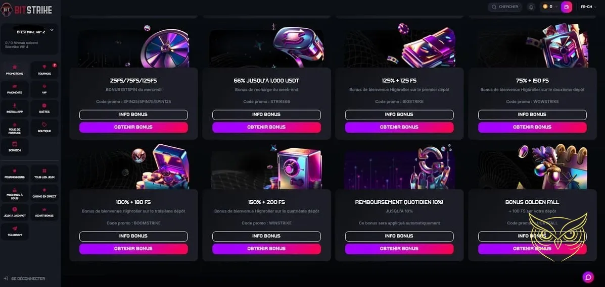 Icône de la FAQ Bitstrike Casino