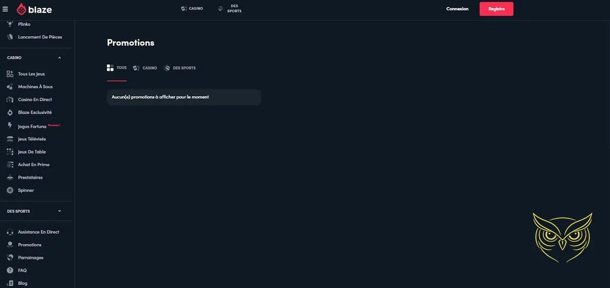 Capture d'écran d'un message en portugais Blaze Casino