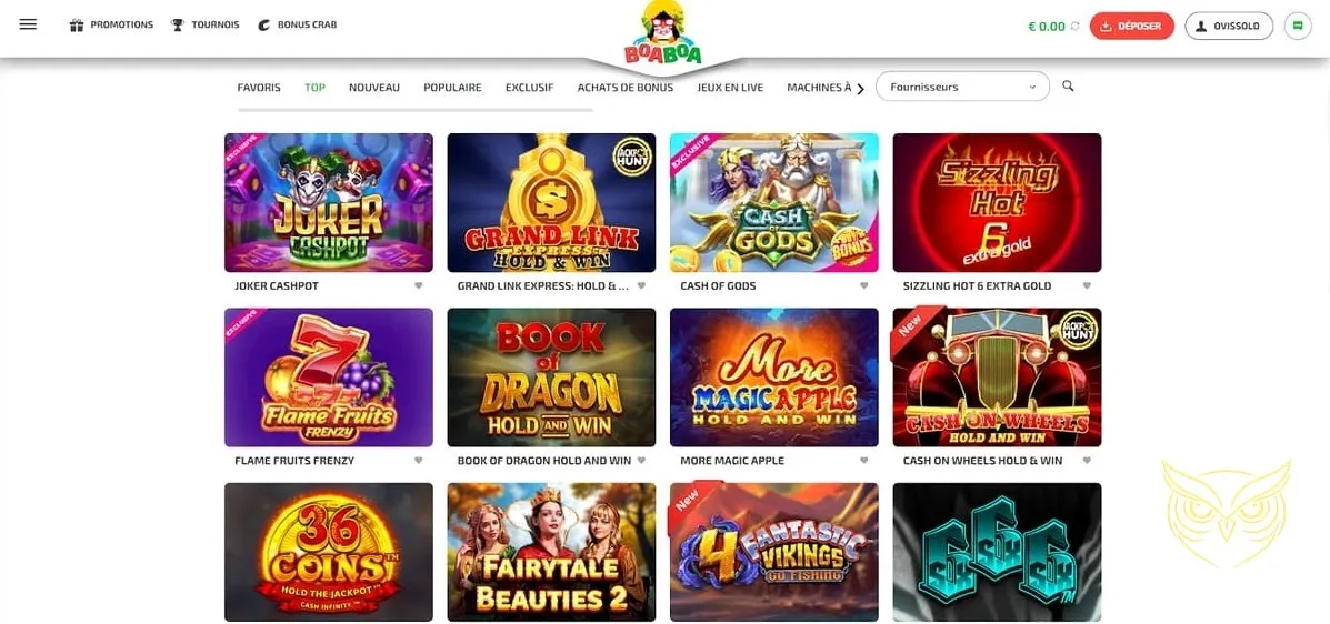 Bouton d'inscription au casino Boaboa Casino