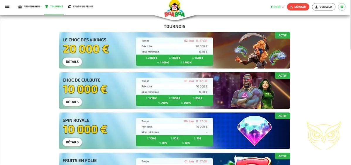 Écran de l'étape 2 d'inscription Boaboa Casino