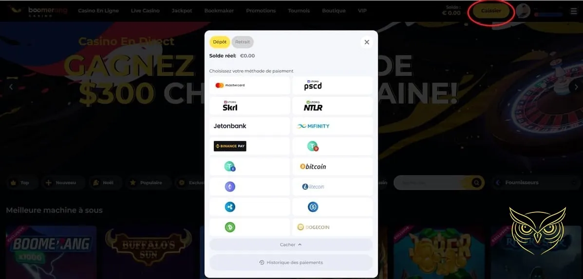 Image du Bonus Crab exclusif de Boomerang casino