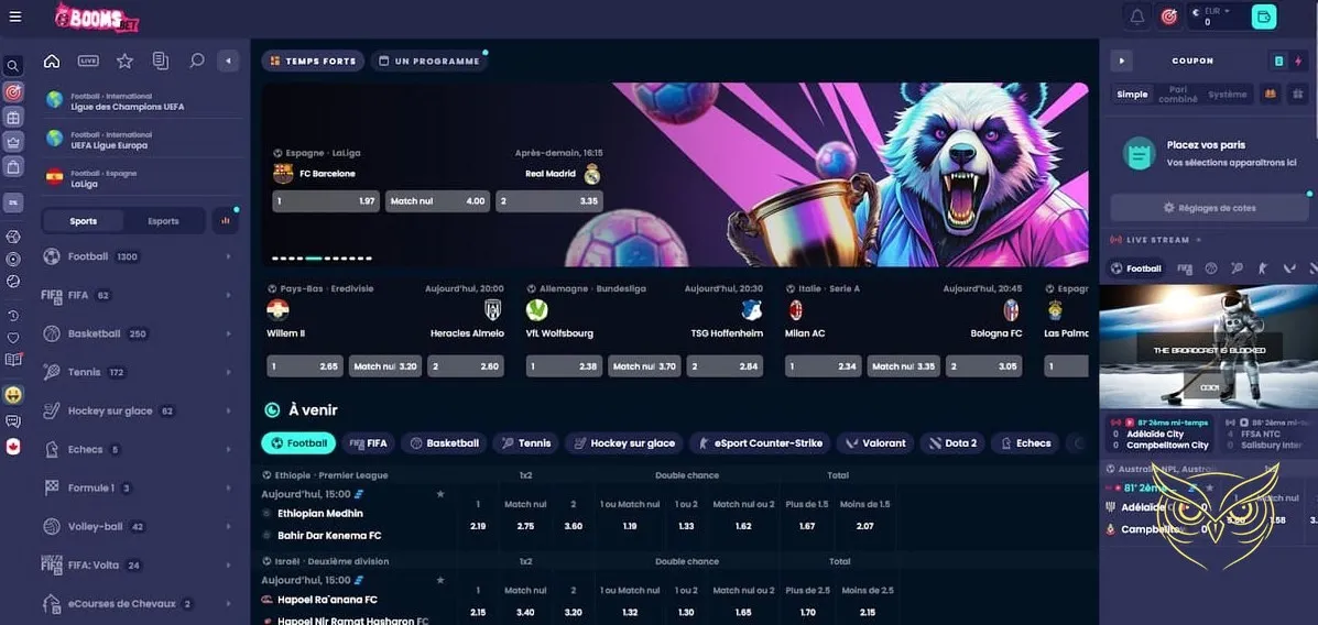 Option de dépôt d'argent sur Boomsbet Casino